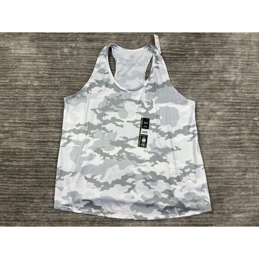 Athletic Works Tank Top Women XL Grey Camo Racerback Moisture Wicking Activewear